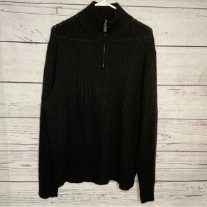 J. CREW Men's Black Pullover Cashmere Angora Wool Half-Zip Cable-Knit Sweater XL